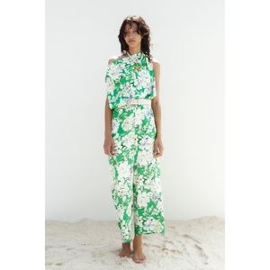 NWT ZARA FLORAL PRINT BELTED J8MPSUIT XS